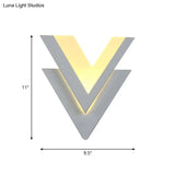 Contemporary Double-V Sconce Led Wall Mount Light Fixture In Warm/White - Metallic Stairway Lighting