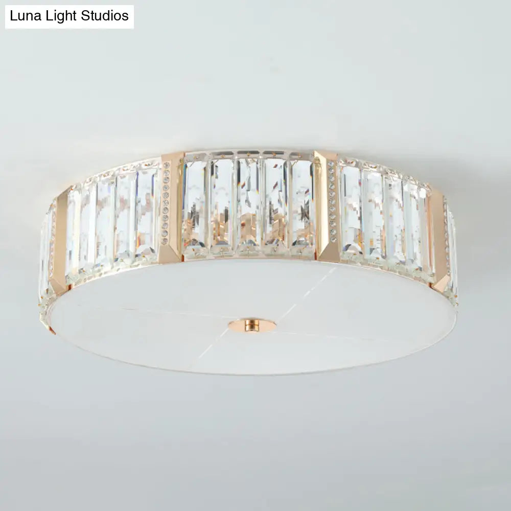 Contemporary Drum Crystal Flush Mount Lamp - 6/8 Bulbs Clear Rectangular - Cut Crystals