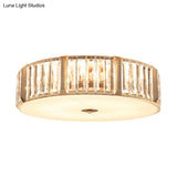 Contemporary Drum Crystal Flush Mount Lamp - 6/8 Bulbs Clear Rectangular - Cut Crystals
