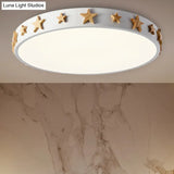 Contemporary Drum Flush Mount Light With Star Decoration - Ideal For Kids’ Bedroom