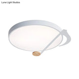 Contemporary Drum Led Ceiling Lamp - White/Gray/Green With Music Notes Ideal For Bedroom Lighting
