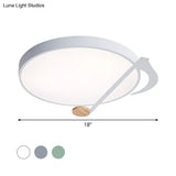 Contemporary Drum Led Ceiling Lamp - White/Gray/Green With Music Notes Ideal For Bedroom Lighting