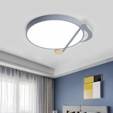 Contemporary Drum Led Ceiling Lamp - White/Gray/Green With Music Notes Ideal For Bedroom Lighting
