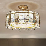 Contemporary Drum - Shaped Crystal Flush Mount Ceiling Light For Dining Room Clear / 19.5’