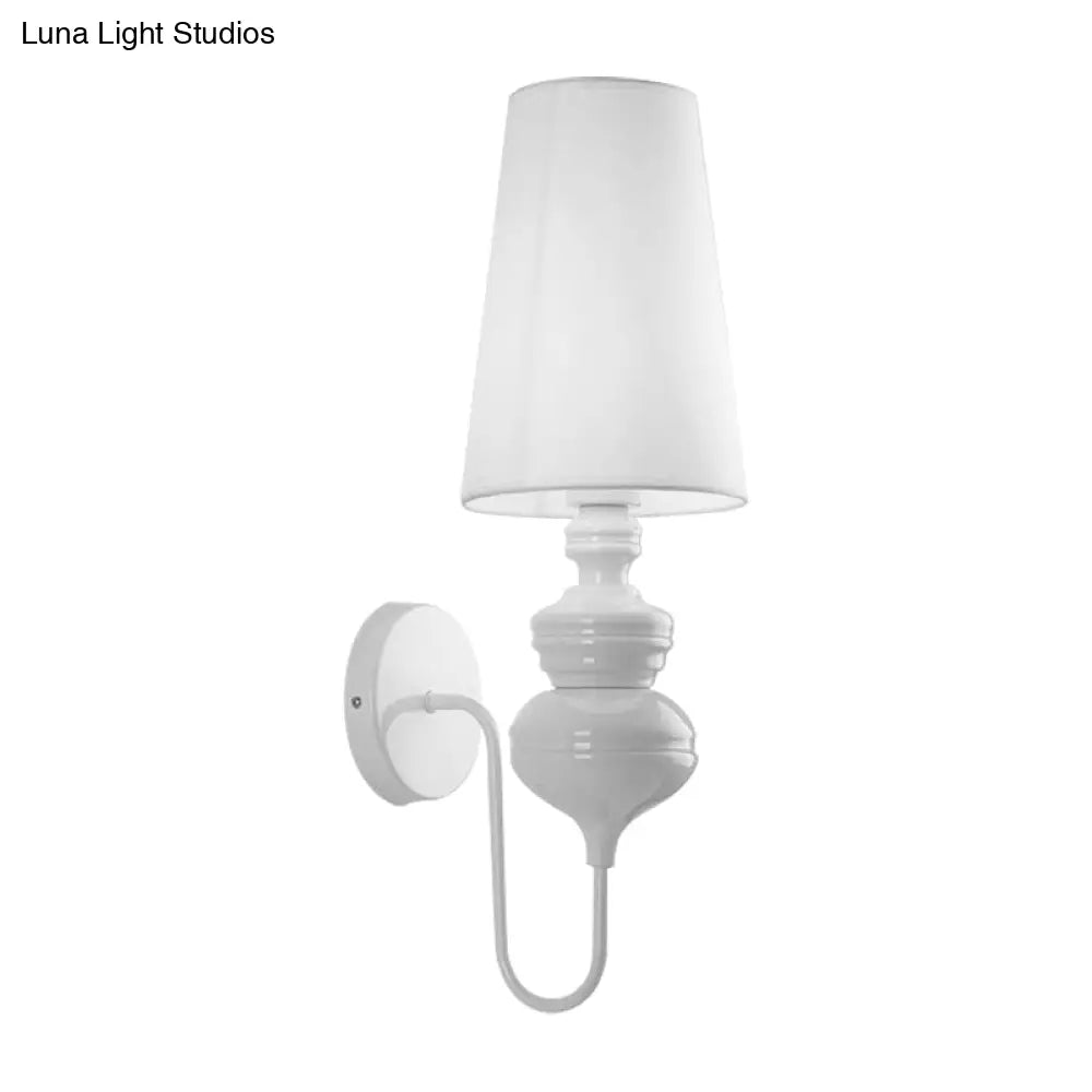 Contemporary Fabric Barrel Wall Mount Light - Bedroom Sconce (Black/Silver/White)