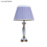 Contemporary Fabric Cone Shape Night Table Lamp In Light Purple