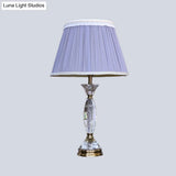 Contemporary Fabric Cone Shape Night Table Lamp In Light Purple