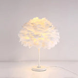 Contemporary Feather Flower Table Lamp - Single-Bulb Night Light For Bedroom White