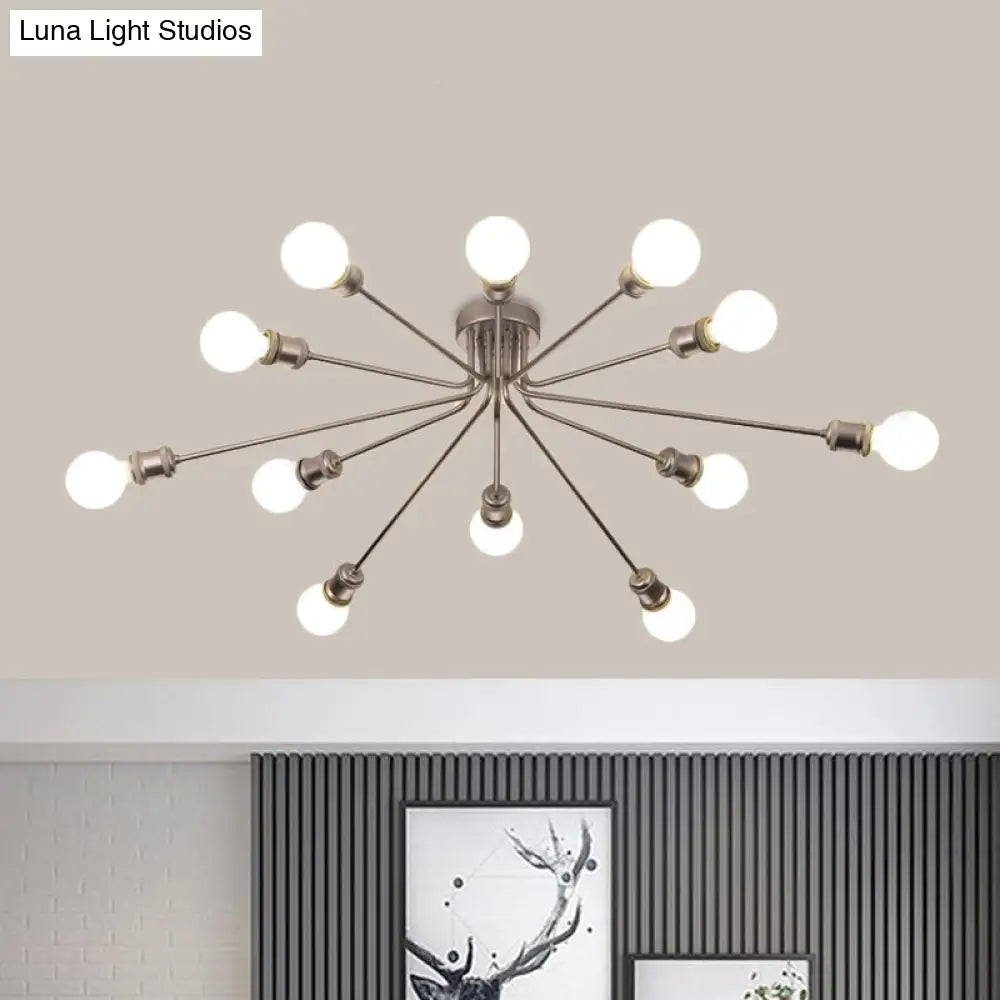 Contemporary Firework Metal Ceiling Light For Restaurants - Semi Flush Mount