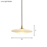 Contemporary Flare Hanging Lamp - White Glass Pendant With 1 Bulb Restaurant Down Lighting