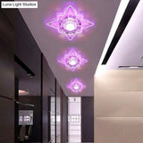 Contemporary Floral Crystal Led Flushmount Ceiling Light - Clear Perfect For Hallways