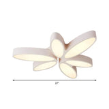 Contemporary Floral Flush Mount Acrylic 6 Light Fixture - 27/33.5 In Warm/White For Hallway
