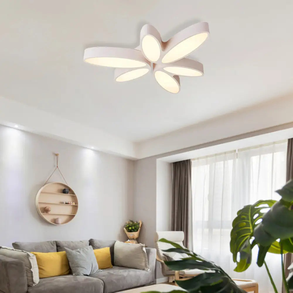 Contemporary Floral Flush Mount Acrylic 6 Light Fixture - 27’/33.5’ In Warm/White’ For