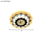 Contemporary Floral Flush Mount Led Lamp With Acrylic White - Black Finish And Rose Pattern
