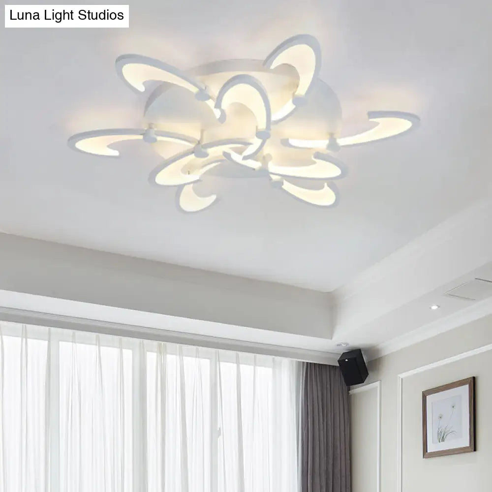Contemporary Floral Led Ceiling Light Fixture In Warm/White/Natural With 3/6/9 Lights
