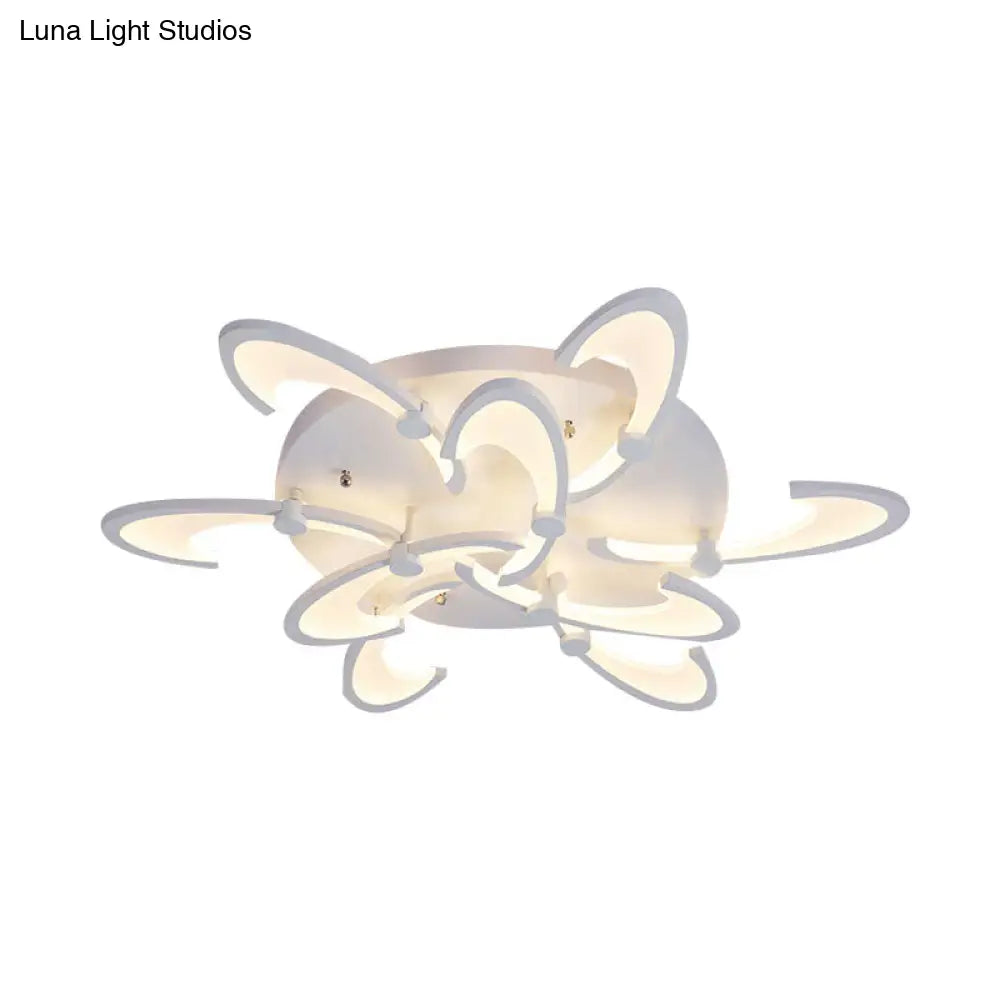 Contemporary Floral Led Ceiling Light Fixture In Warm/White/Natural With 3/6/9 Lights