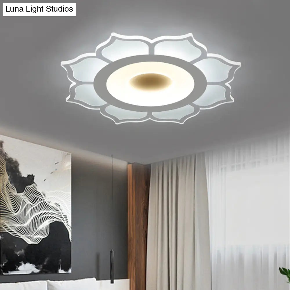 Contemporary Flower Acrylic Ceiling Light: 16.5/20.5 Wide Led Flush Mount With Warm/White Light And