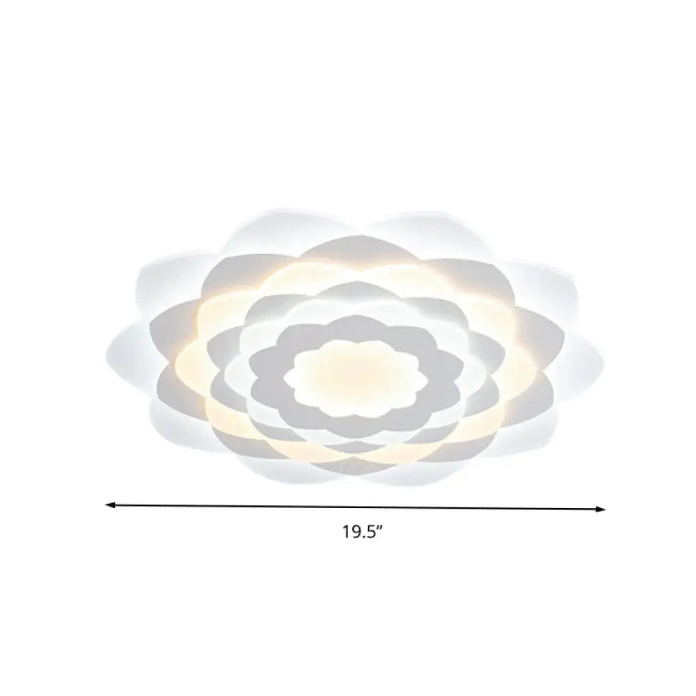 Contemporary Flower-Shaped Led Flushmount Ceiling Light For Bedroom - 16/19.5 Wide