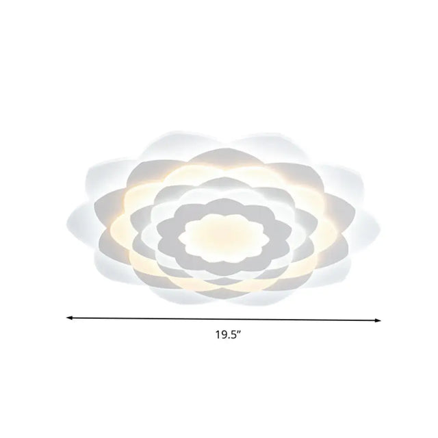 Contemporary Flower-Shaped Led Flushmount Ceiling Light For Bedroom - 16/19.5 Wide