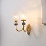 Contemporary Flower Wall Sconce - Clear Glass Lamp In Brass Finish 2 /