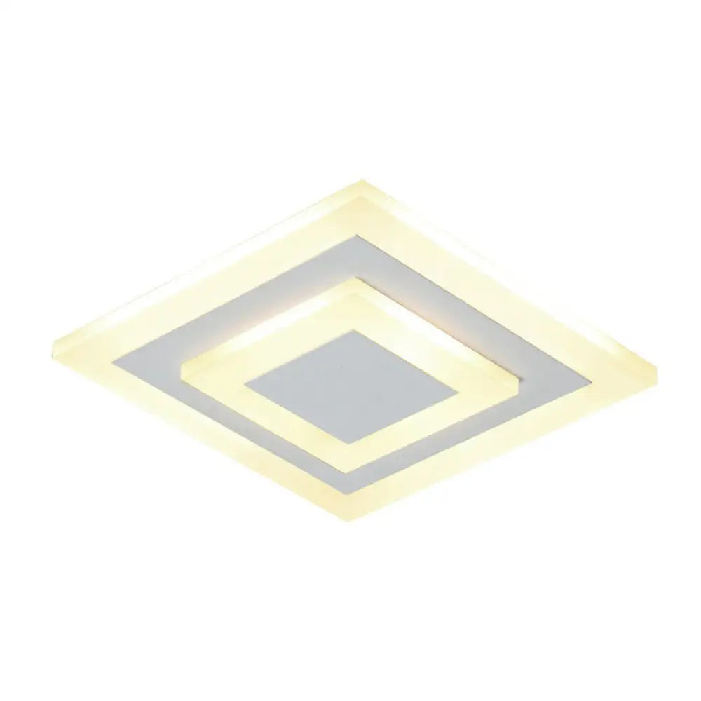 Contemporary Flush Ceiling Light: Geometric Acrylic Led Fixture