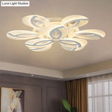 Contemporary Flush Mount Fan Ceiling Light With Adjustable Acrylic Shade In Multiple Tones