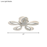 Contemporary Flush Mount Fan Ceiling Light With Adjustable Acrylic Shade In Multiple Tones