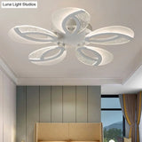 Contemporary Flush Mount Fan Ceiling Light With Adjustable Acrylic Shade In Multiple Tones