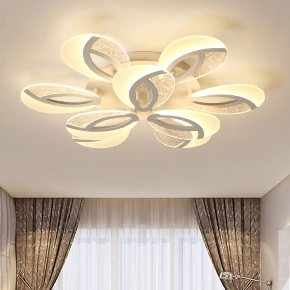 Contemporary Flush Mount Fan Ceiling Light With Adjustable Acrylic Shade In Multiple Tones 9 /