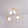 Contemporary Flush Mount Lamp With 4 Heads Matte White Glass Black/White/Gold Finish Gold