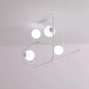 Contemporary Flush Mount Lamp With 4 Heads Matte White Glass Black/White/Gold Finish
