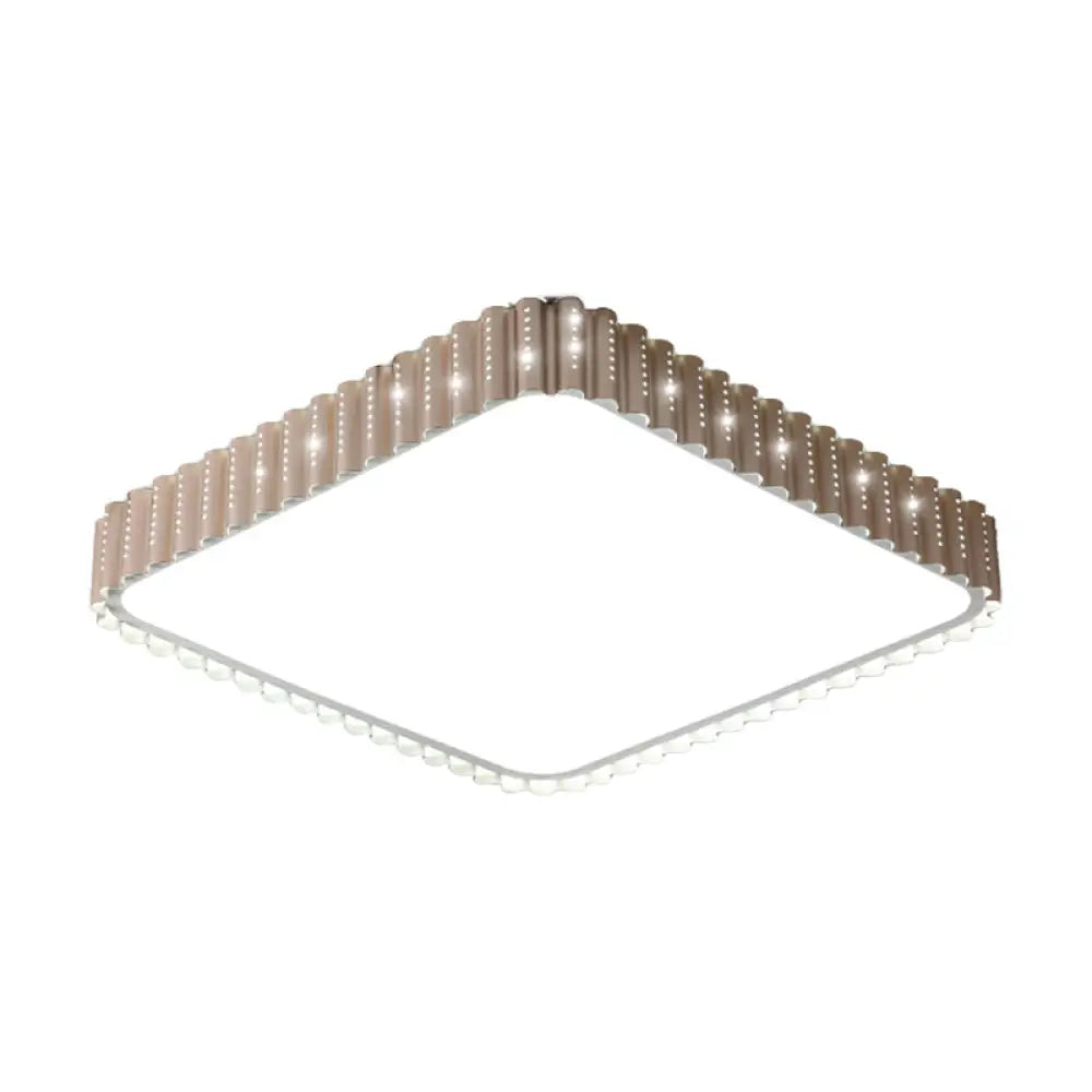 Contemporary Flush Mount Led Lamp - White/Gold Rectangular Ceiling Light Acrylic Shade Warm/White
