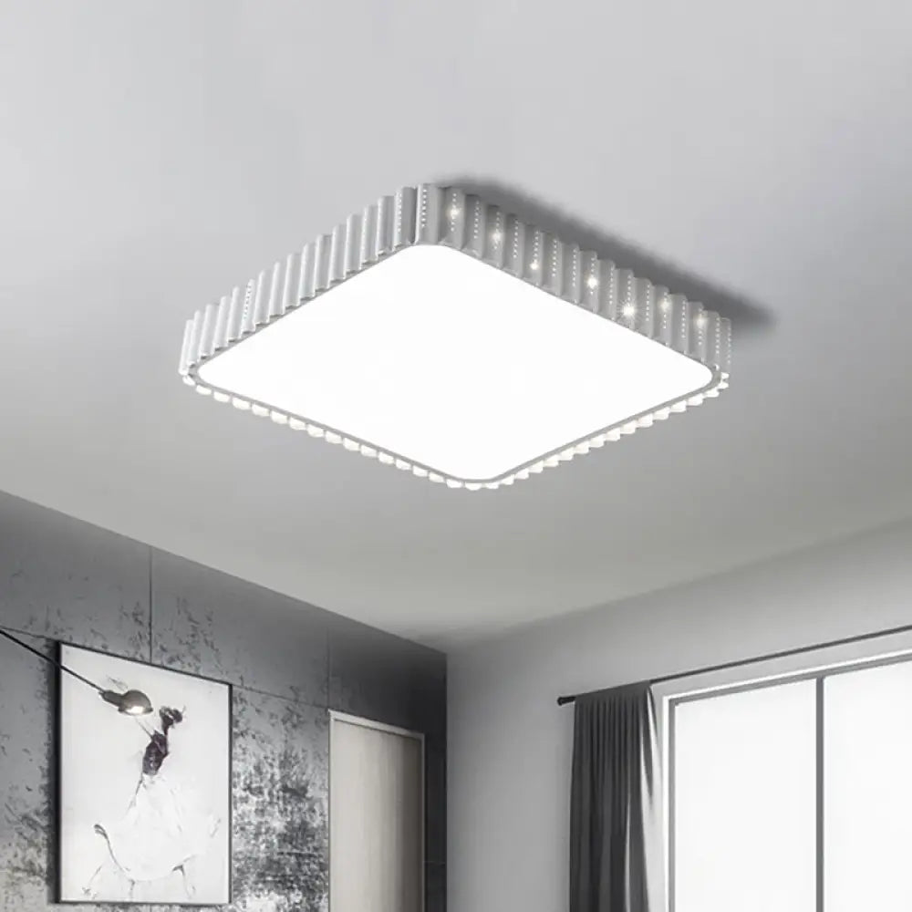 Contemporary Flush Mount Led Lamp - White/Gold Rectangular Ceiling Light Acrylic Shade Warm/White