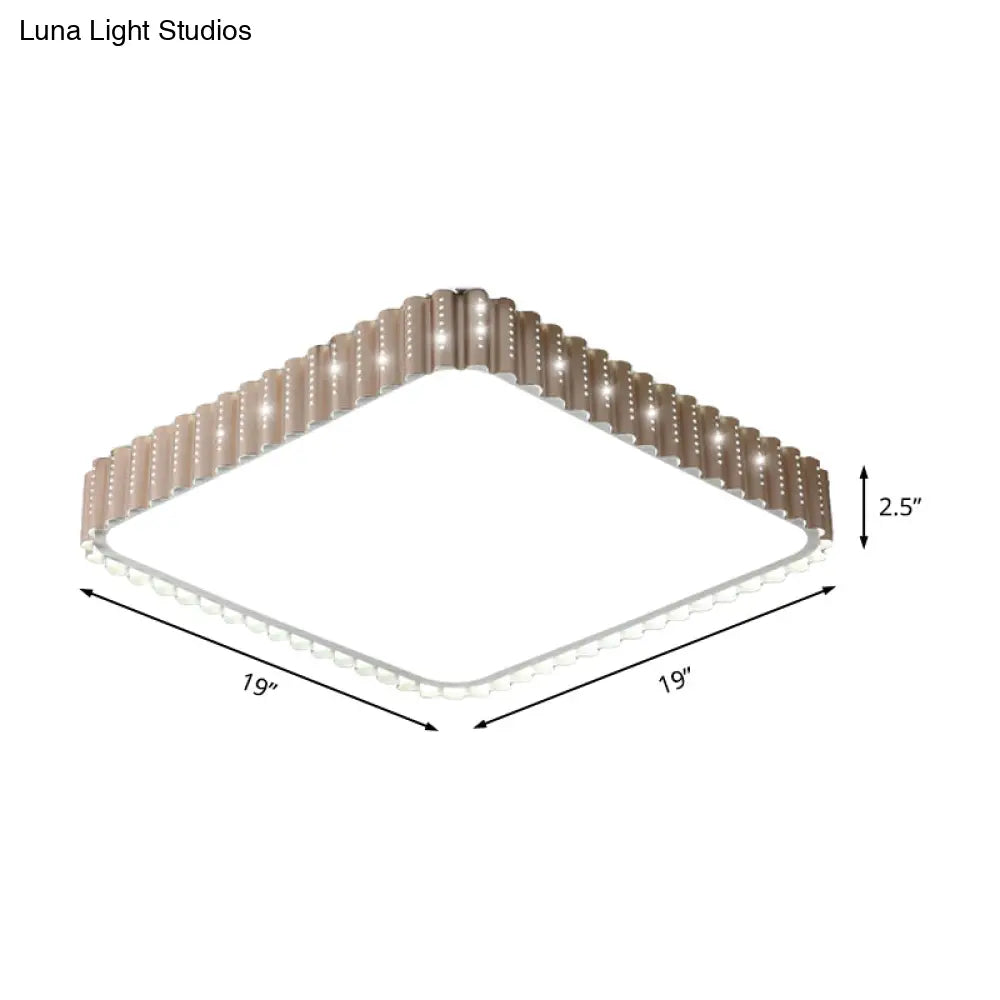 Contemporary Flush Mount Led Lamp - White/Gold Rectangular Ceiling Light Acrylic Shade Warm/White