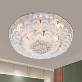 Contemporary Flush Mount Lighting Fixture With Crystal Balls And Peacock Feather Design - 8/10