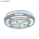 Contemporary Flushmount Ceiling Light With Led Crystals In White Heart/Floral/Circle Pattern