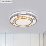 Contemporary Flushmount Ceiling Light With Led Crystals In White Heart/Floral/Circle Pattern