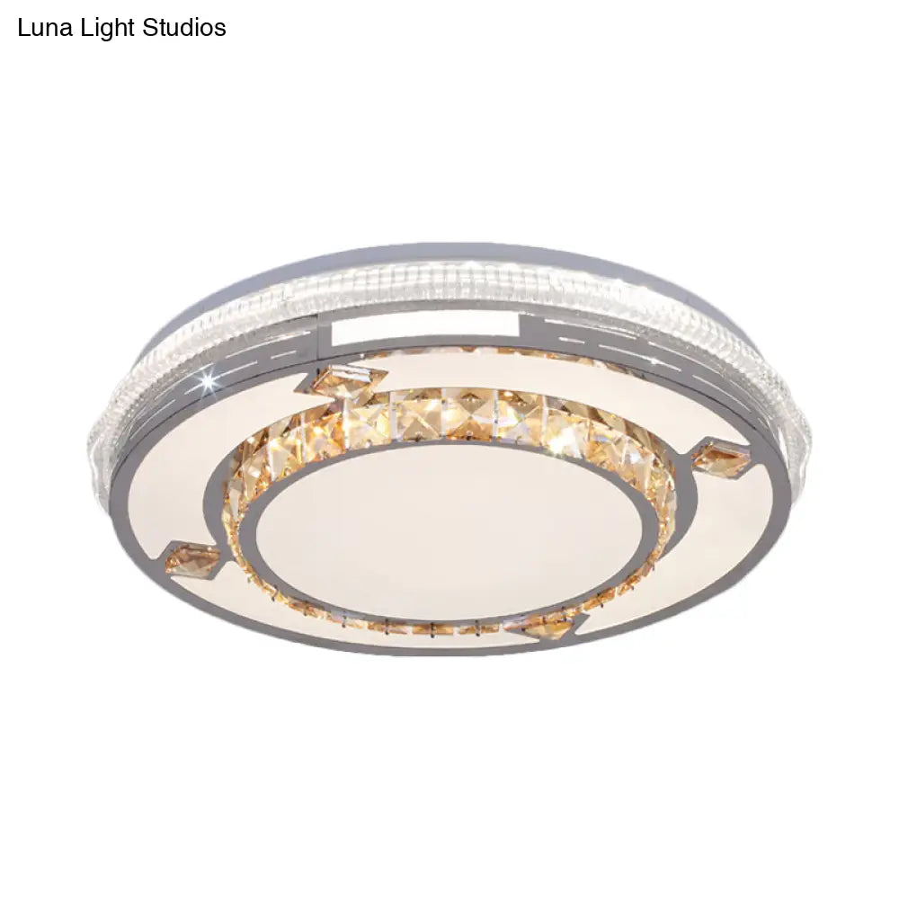 Contemporary Flushmount Ceiling Light With Led Crystals In White Heart/Floral/Circle Pattern