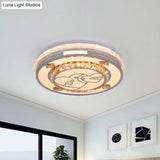 Contemporary Flushmount Ceiling Light With Led Crystals In White Heart/Floral/Circle Pattern