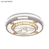 Contemporary Flushmount Ceiling Light With Led Crystals In White Heart/Floral/Circle Pattern