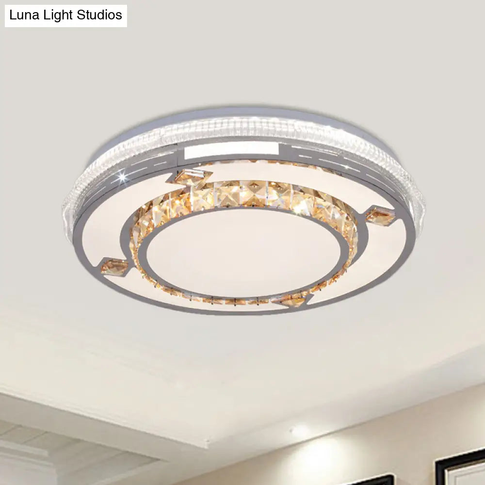 Contemporary Flushmount Ceiling Light With Led Crystals In White Heart/Floral/Circle Pattern