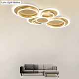 Contemporary Flushmount Led Ceiling Light - Gold Finish Metallic Ring Shape