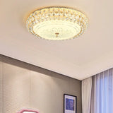 Contemporary Frosted Glass Led Ceiling Light With K9 Crystal In Gold - 12’/16’ Wide / 23.5’