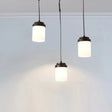 Contemporary Frosted Glass Pendant Lamp: Cylinder Shade Hanging Light In Black & White Perfect For