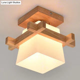 Contemporary Frosted Glass Semi - Flush Chandelier For Hallway Ceiling Mount