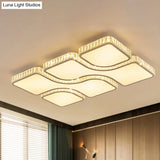 Contemporary Geometric Crystal Block Ceiling Light - Led Flush Mount 16’/16.5’/35.5’ W