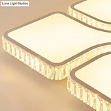 Contemporary Geometric Crystal Block Ceiling Light - Led Flush Mount 16’/16.5’/35.5’ W