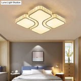 Contemporary Geometric Crystal Block Ceiling Light - Led Flush Mount 16’/16.5’/35.5’ W