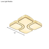 Contemporary Geometric Crystal Block Ceiling Light - Led Flush Mount 16’/16.5’/35.5’ W
