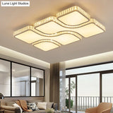 Contemporary Geometric Crystal Block Ceiling Light - Led Flush Mount 16’/16.5’/35.5’ W